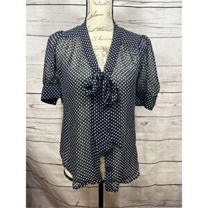 Portmans size 6 black with white polka dots pullover blouse - 2260